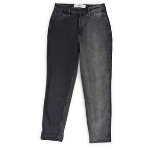 Hollister Curvy High Rise Two Tone Grey Mom Jean Vintage Stretch Size 3S 26W 25L